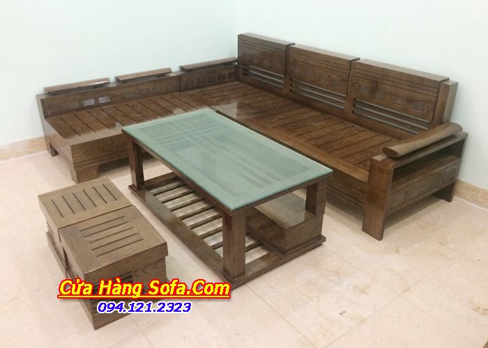 Bộ bàn ghế sofa gỗ góc chữ L hiện đại SFG017