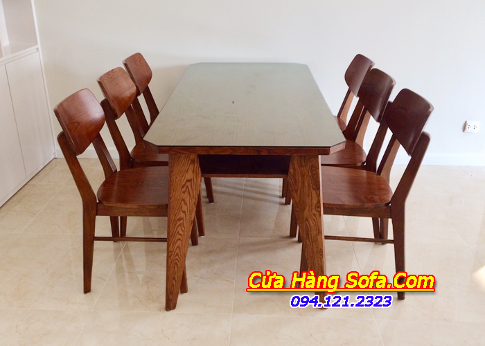 Hình ảnh thực tế mẫu bàn ăn Mango 6 ghế chụp tại nhà khách hàng
