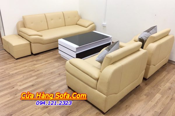 Hình ảnh thực tế mẫu ghế sofa da đẹp truyền thống cho phòng khách AmiA SFD 203