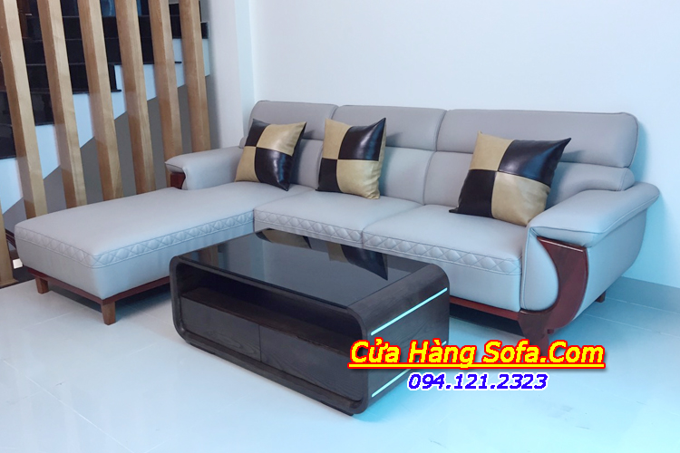 Mẫu sofa da ốp gỗ tay sơn sang trọng AmiA SFD 231