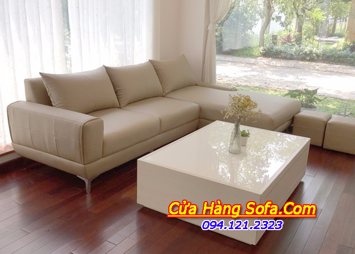 Hình ảnh mẫu sofa da phòng khách cao cấp được chụp nhà khách hàng