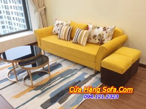 Mẫu sofa văng nỉ màu vàng cho phòng khách nhỏ AmiA SFN 216