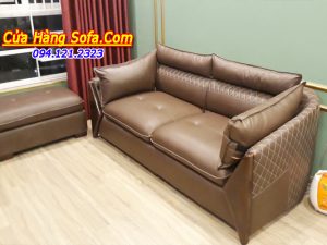Ghế sofa da tân cổ điển màu nâu đất cho phòng khách AmiA SFD 212