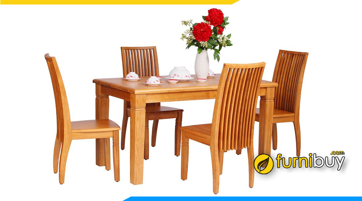 Hình ảnh Bộ bàn ăn 4 ghế gỗ xoan đào đẹp