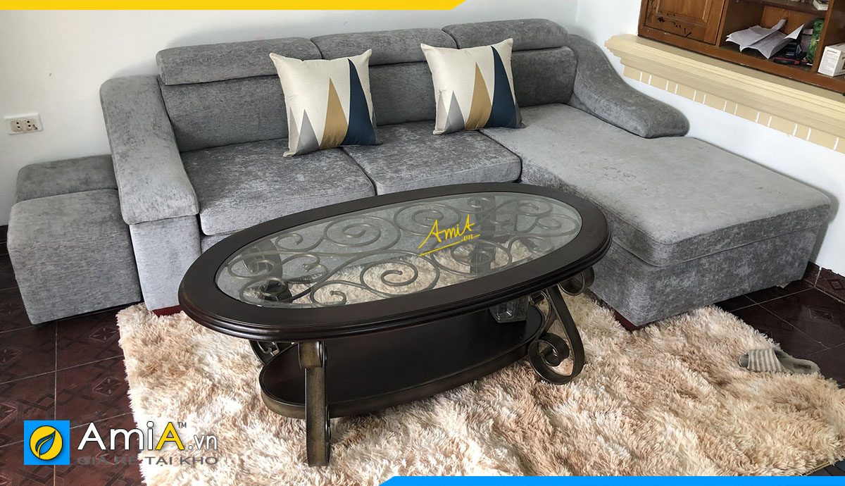 Bộ ghế sofa góc L nỉ nhung chụp tại nhà khách hàng AmiA ở Dương Nội, Hà Đông chỉ với giá 8 triệu 1
