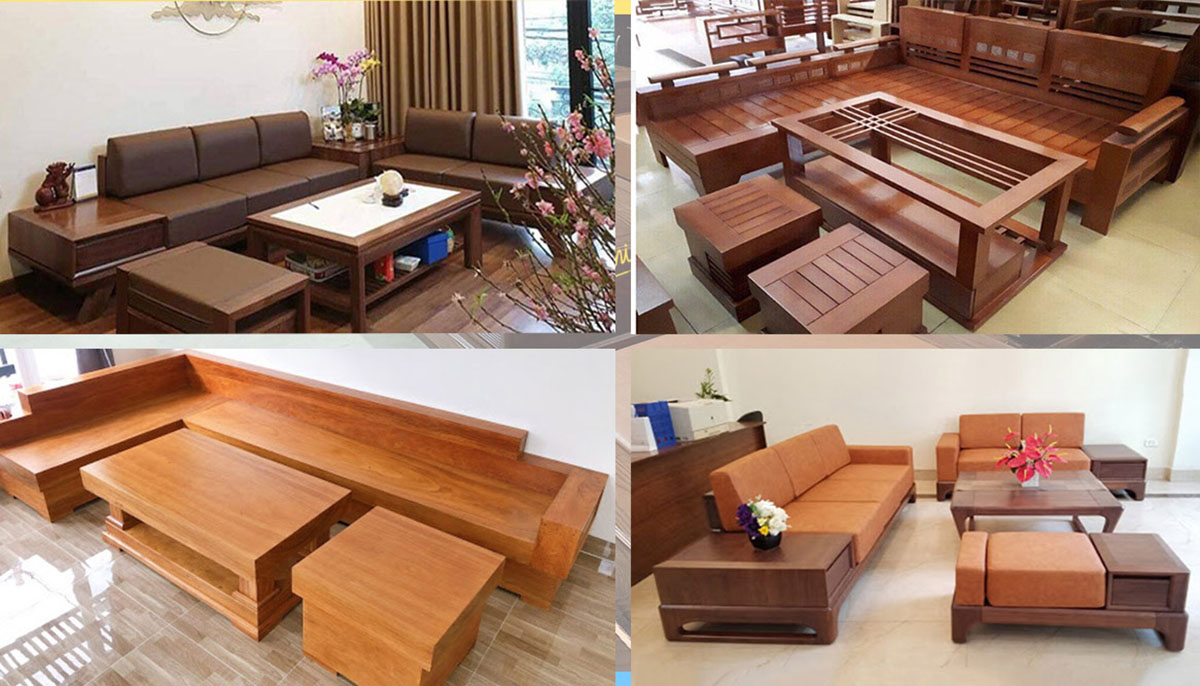 Hình ảnh các mẫu sofa gỗ kê tại các không gian khác nhau