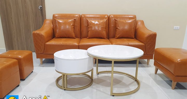 bộ sofa văng da kèm đôn cho chung cư mini amia 272