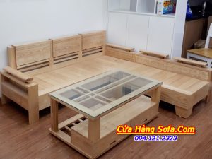 Mẫu sofa gỗ tự nhiên SFG016 kiểu dáng góc L hiện đại