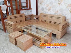 Bộ bàn ghế sofa gỗ sồi tự nhiên cho phòng khách hiện đại SFG011