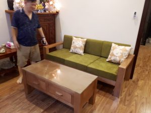 Bộ ghế sofa văng gỗ kích thước nhỏ SFG029