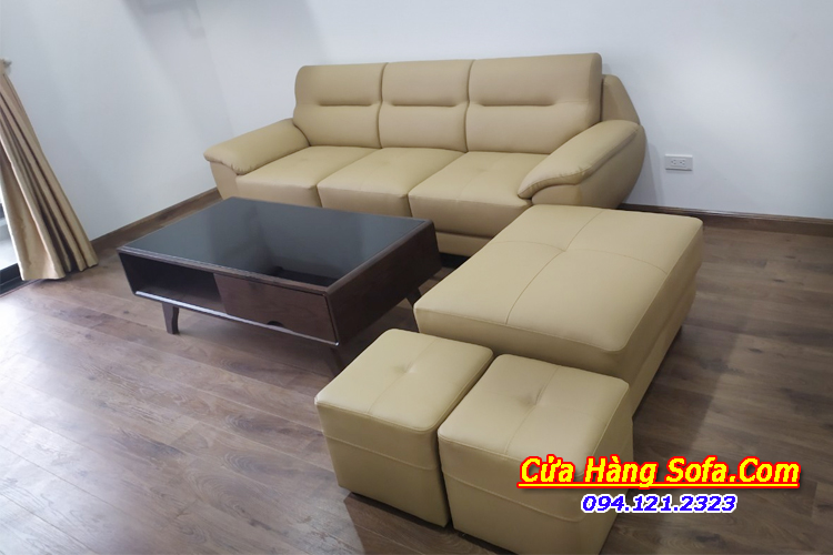 Mẫu ghế sofa chất liệu da có kiểu dáng dạng văng nhỏ mini hiện đại
