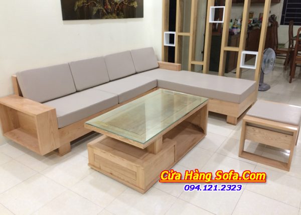 Mẫu sofa gỗ màu nâu vân gỗ phòng khách AmiA SFG 2405