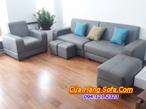 Mẫu sofa phòng khách màu xanh xám hiện đại AmiA SFD 205