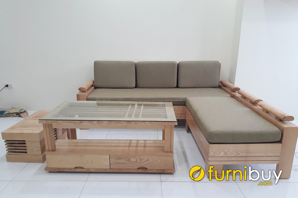 Mẫu sofa gỗ sồi kê phòng khách hiện đại FB 4220